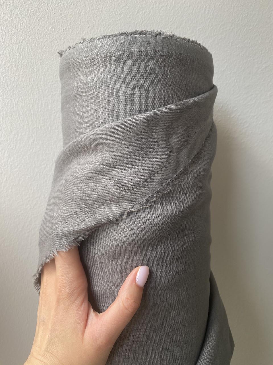 Ткань рубашечно-платьевая LINEN PLUS 100% лен 143 см 123 Графитный - фото 5