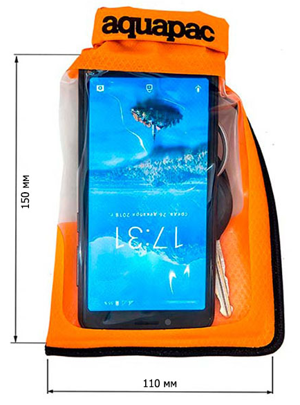 Чехол водонепроницаемый AQUAPAC 035 Small Stormproof Phone Case Оранжевый - фото 3