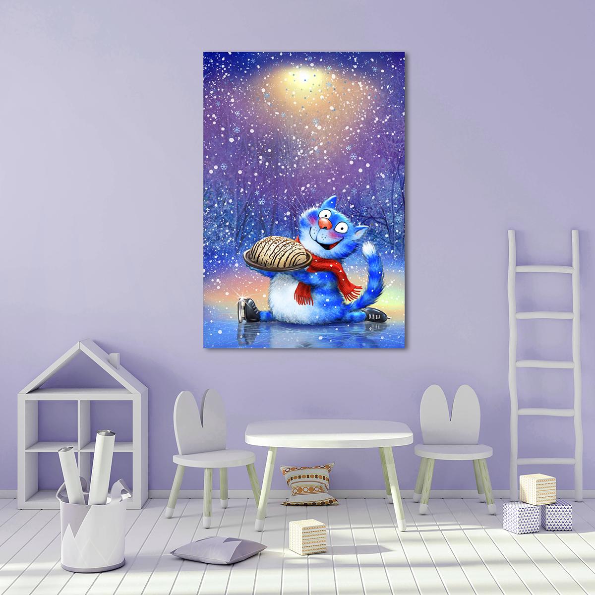 Модульная картина Котик и тортик 1 модуль 30х45 см