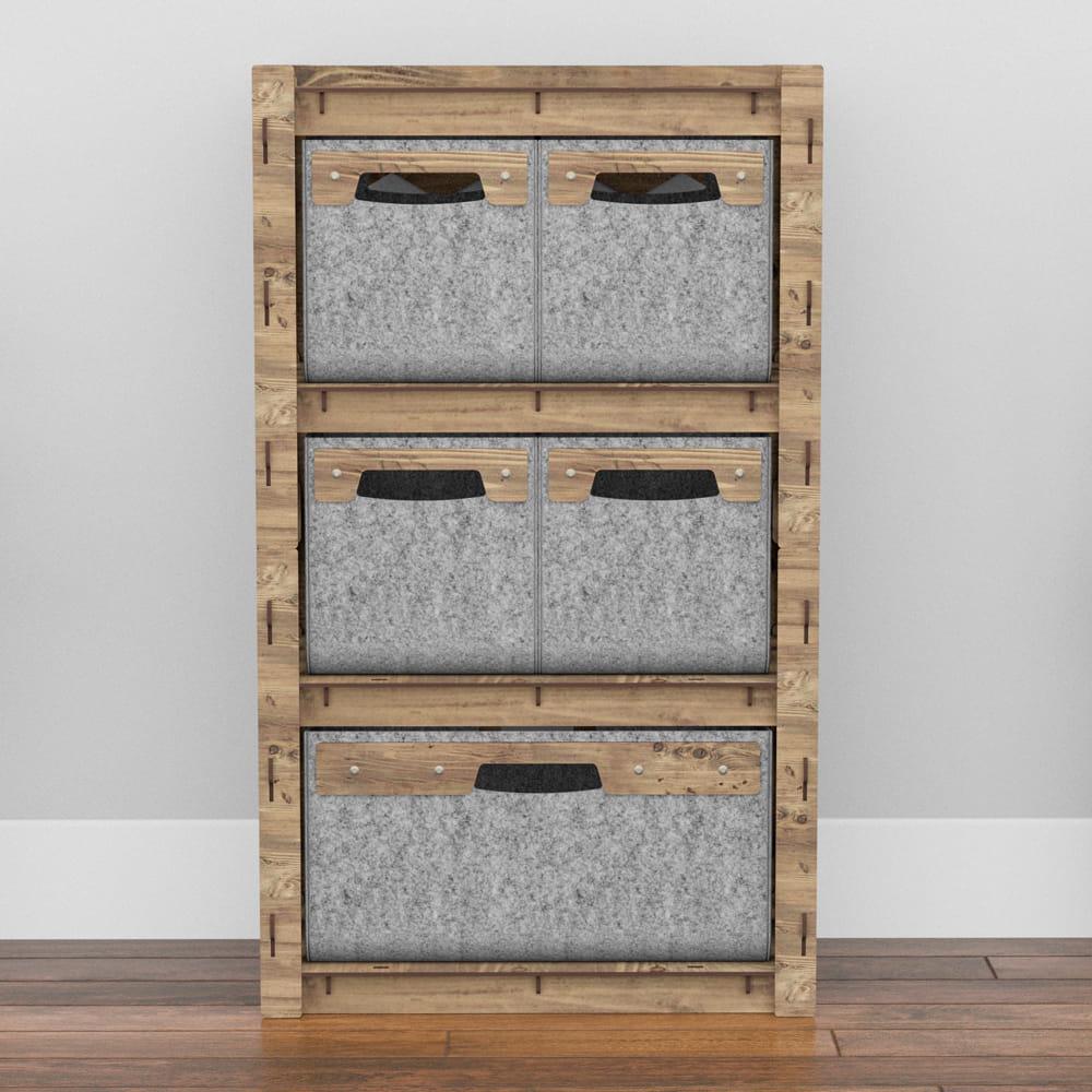 Комод в спальню из дерева Hexagonica Honeycomb на 5 ящиков серые корзины 900х528х345 мм (111341) - фото 3