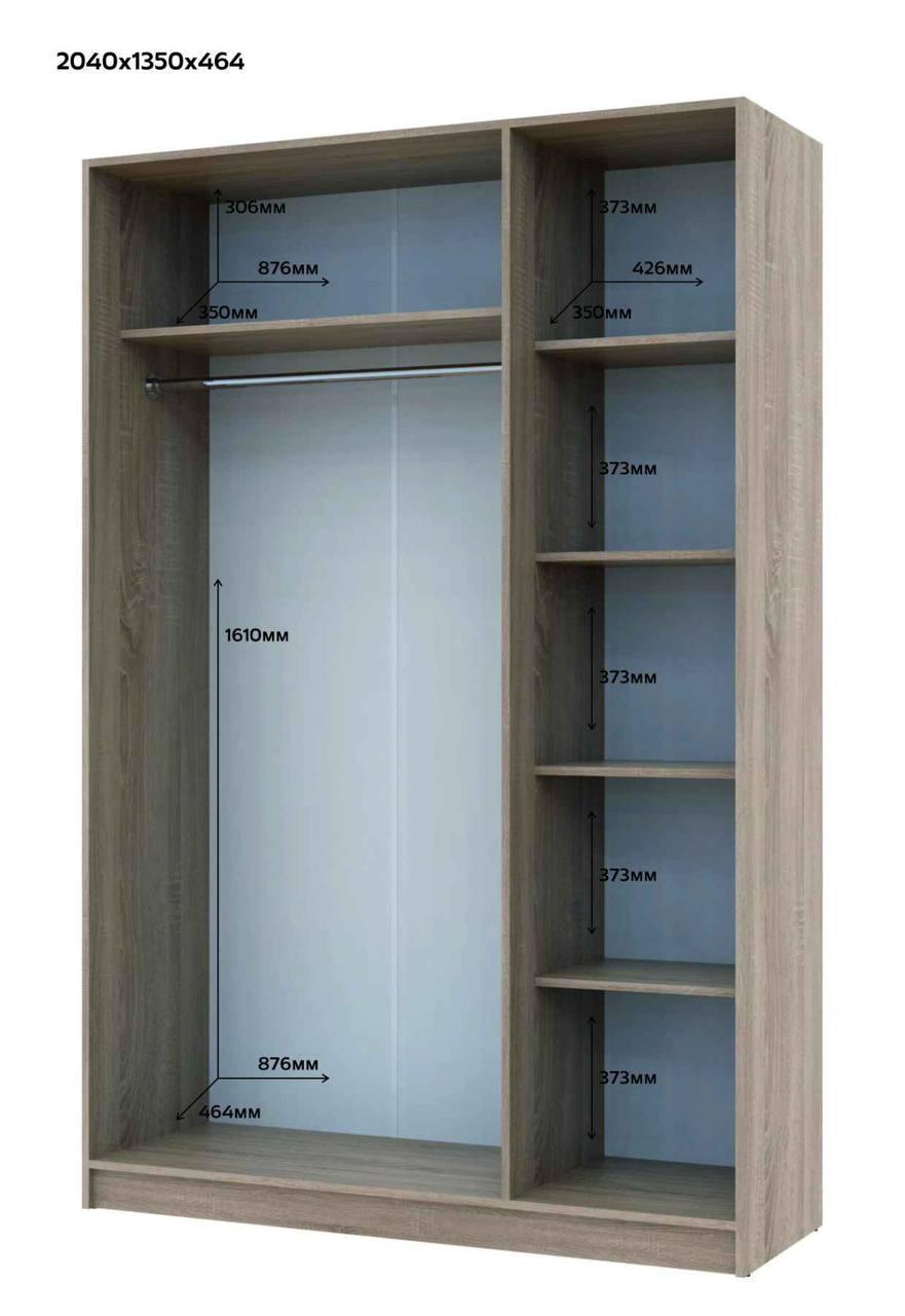 Шкаф для одежды Doros Промо 3 ДСП 135х48х204 см Дуб Сонома (80737072) - фото 2