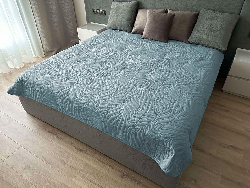 Покривало двостороннє DECORATOR Листя 180x215 см М'ятно-сірий/Бежевий