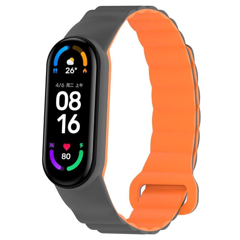 Ремінець Dual-color Magnetic для Xiaomi Mi Band 9/8 Gray/Orange (00000077059_3)
