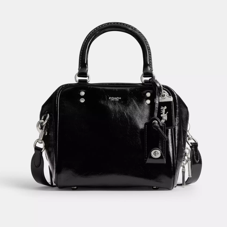 Женская сумка кожаная Coach Cube Rogue Bag 20 Черный