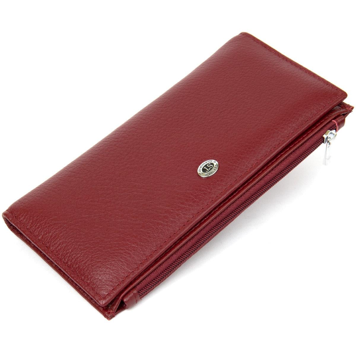Кошелек женский ST Leather 19380 на магните с наружной монетницей из натуральной кожи Темно-красный (168-136-19380) Кошелек женский ST Leather 19380 на магните с наружной монетницей из натуральной кожи Темно-красный (168-136-19380)