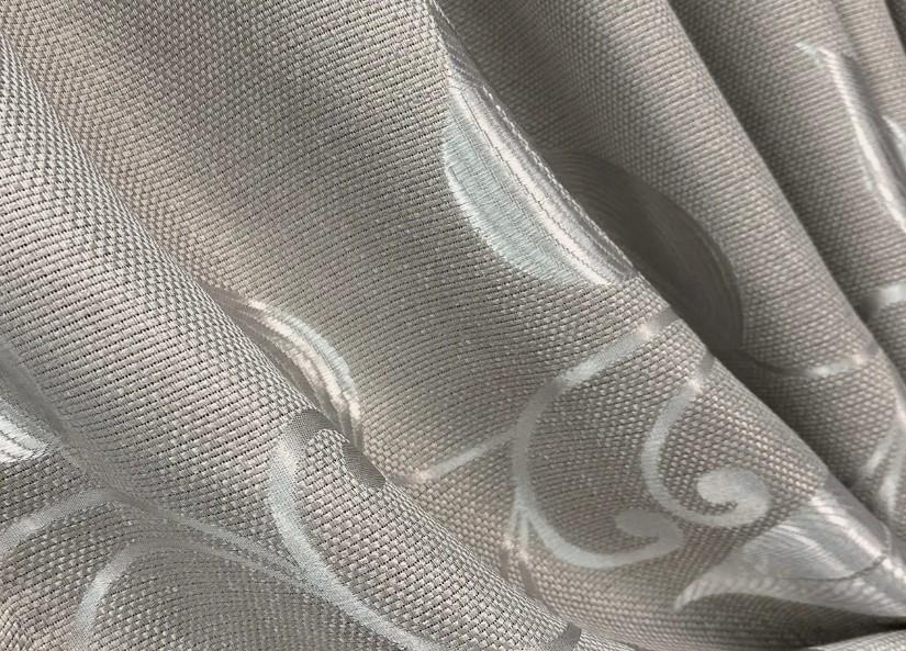 Тканина для штор Листя льон/рогожка Світло-сірий (1688ш)