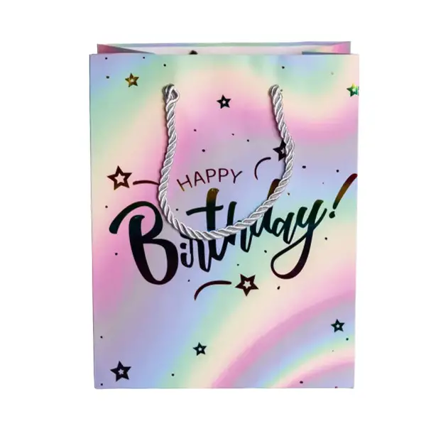 Набор подарочных пакетов Happy Birthday крафтовых 26×10×31,5 см 12 шт. (HP-10359-16)