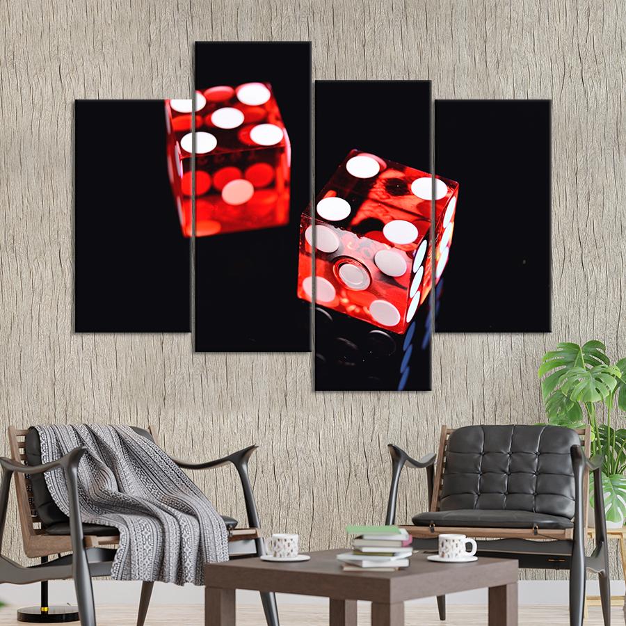 Картина спорт Красные игральные кости на чёрном фоне 129x90 см (A1242-4)