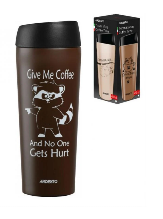 Термочашка Coffee time Raccon Ardesto AR2645DML 450 мл (1281663707) - фото 1 Термочашка Coffee time Raccon Ardesto AR2645DML 450 мл (1281663707) - фото 1