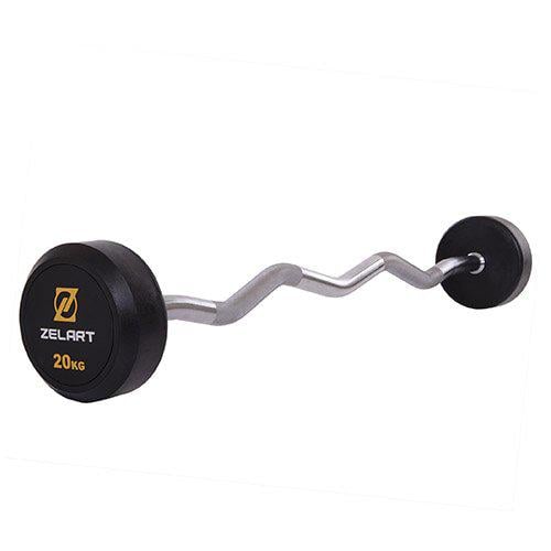 Штанга фіксована вигнута Rubber Coated Barbell Zelart TA-2687 20 кг Чорний (58363067) - фото 1