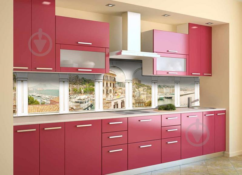 Скинали на кухню Zatarga «Белые арки Город» 600х3000 мм виниловая 3Д наклейка кухонный фартук самоклеящаяся Z180379/2