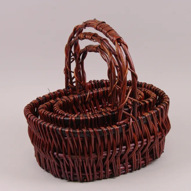 Комплект кошиків з лози Flora 3 шт. Коричневий (37522)