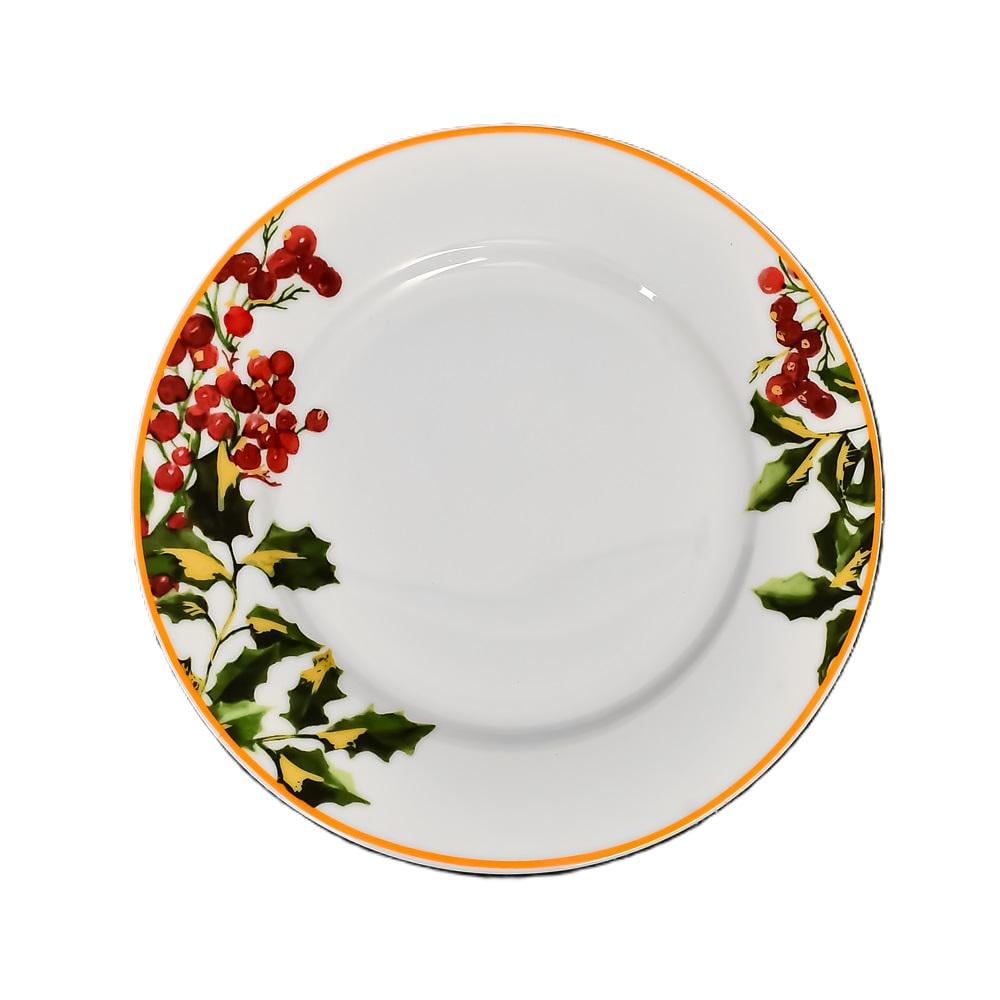 Тарелка Stenson HEN21142 Christmas winterberries 20,5 см 4 шт. (20799700)