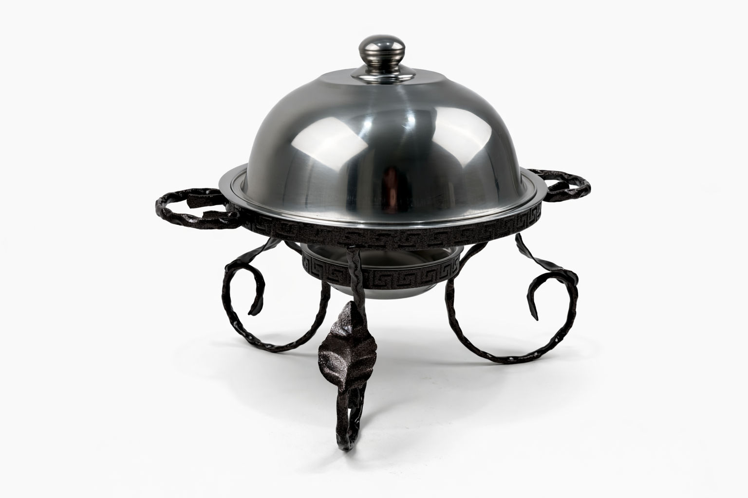 Садж для подачі шашлику з кришкою Grill Master ГРЕЦІЯ з нержавіючої сталі срібний (168-10-SJ-6590)