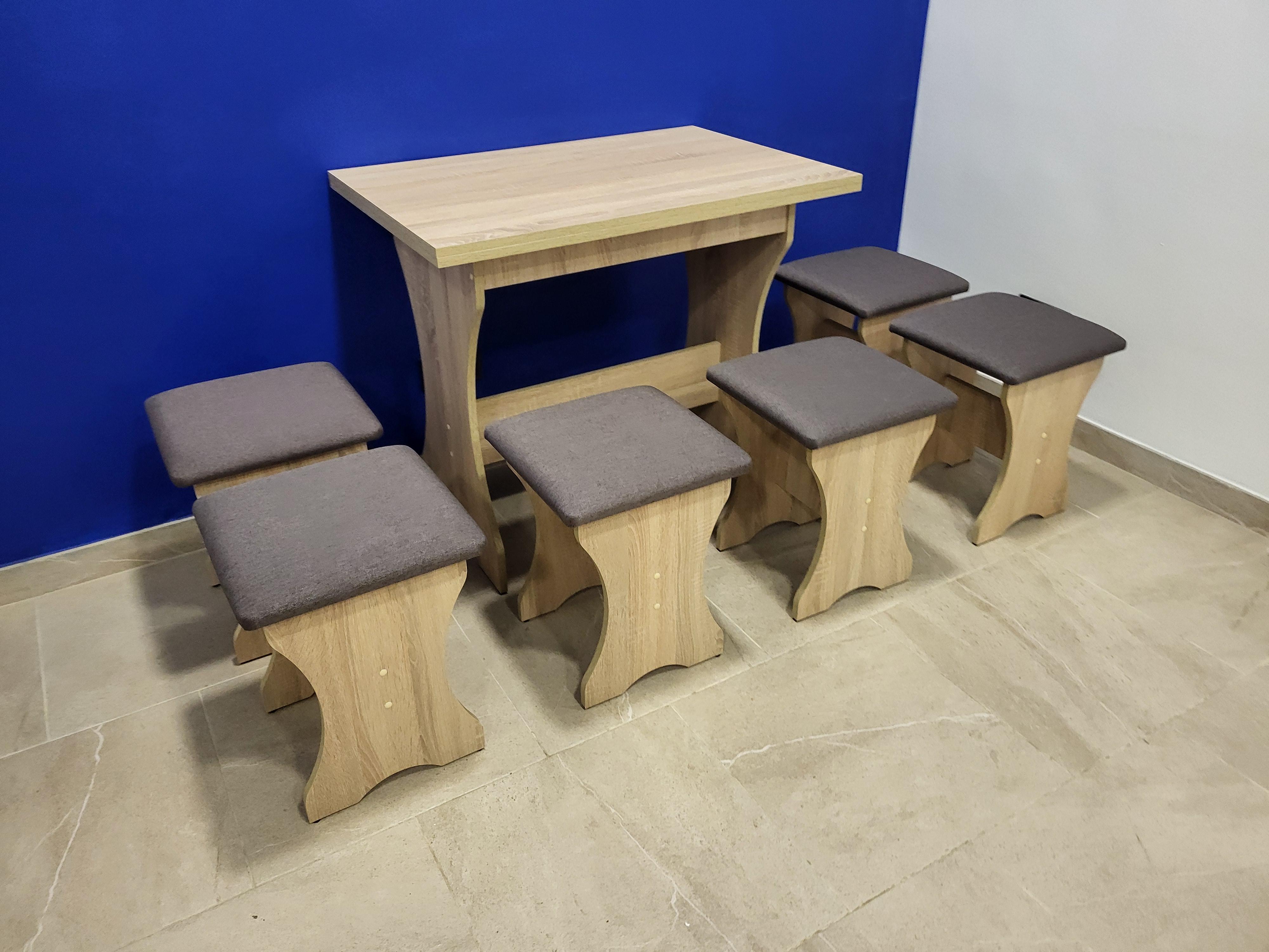 Стол раскладной и 6 табуретов Семейный Дуб Сонома/Бонус Нова (S6T-DS-BN)