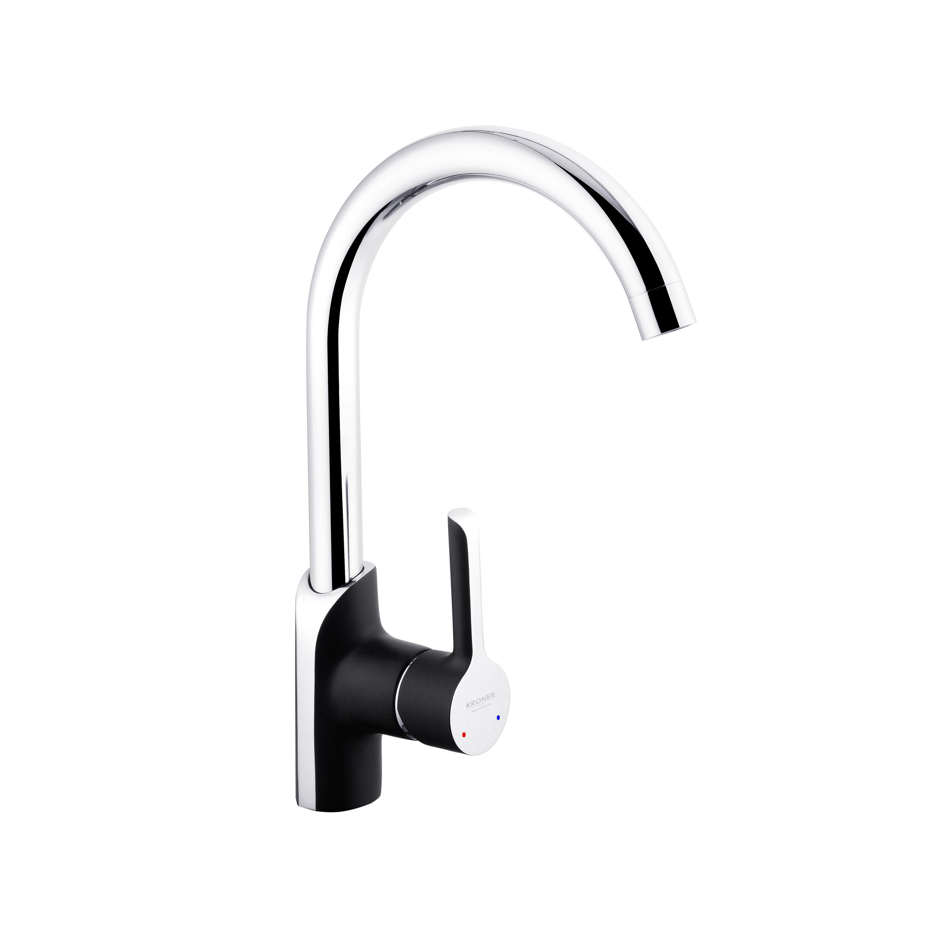 Смеситель для кухни KRONER Essen-SCH030 CV024333 однорычажный Хром/черный (137658)