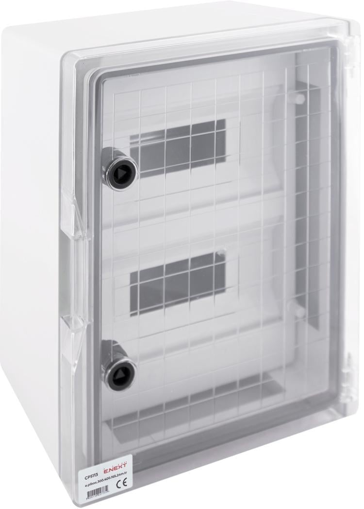 Щит розподільний E.NEXT e.plbox.300.400.165.24m.tr 24 модулі пластик 400х300х165 мм Прозорий (CP5113) Щит розподільний E.NEXT e.plbox.300.400.165.24m.tr 24 модулі пластик 400х300х165 мм Прозорий (CP5113)