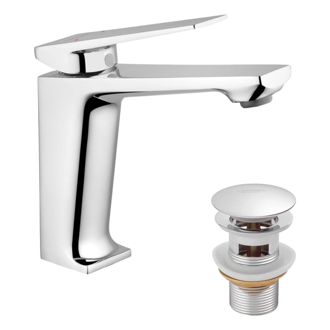Смеситель для раковины Kroner KRP Ersel C0111BV однорычажный с донным клапаном Хром (CV035468)