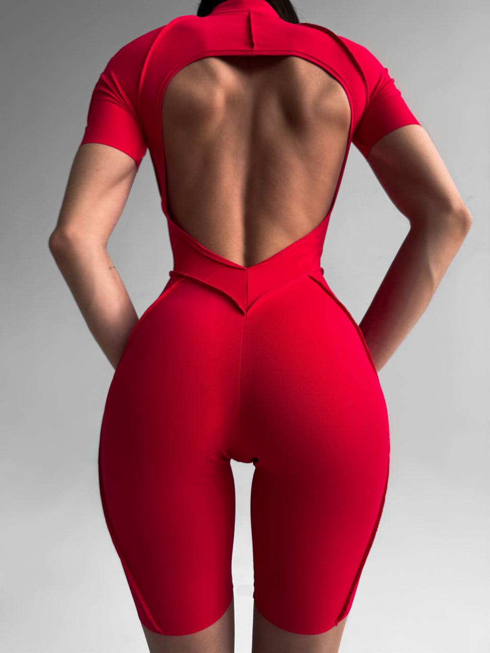 Комбінезон-велосипедки спортивний зі швами назовні з чашками без пуш-ап M Червоний (MJBSH07M) - фото 10 Комбінезон-велосипедки спортивний зі швами назовні з чашками без пуш-ап M Червоний (MJBSH07M) - фото 10