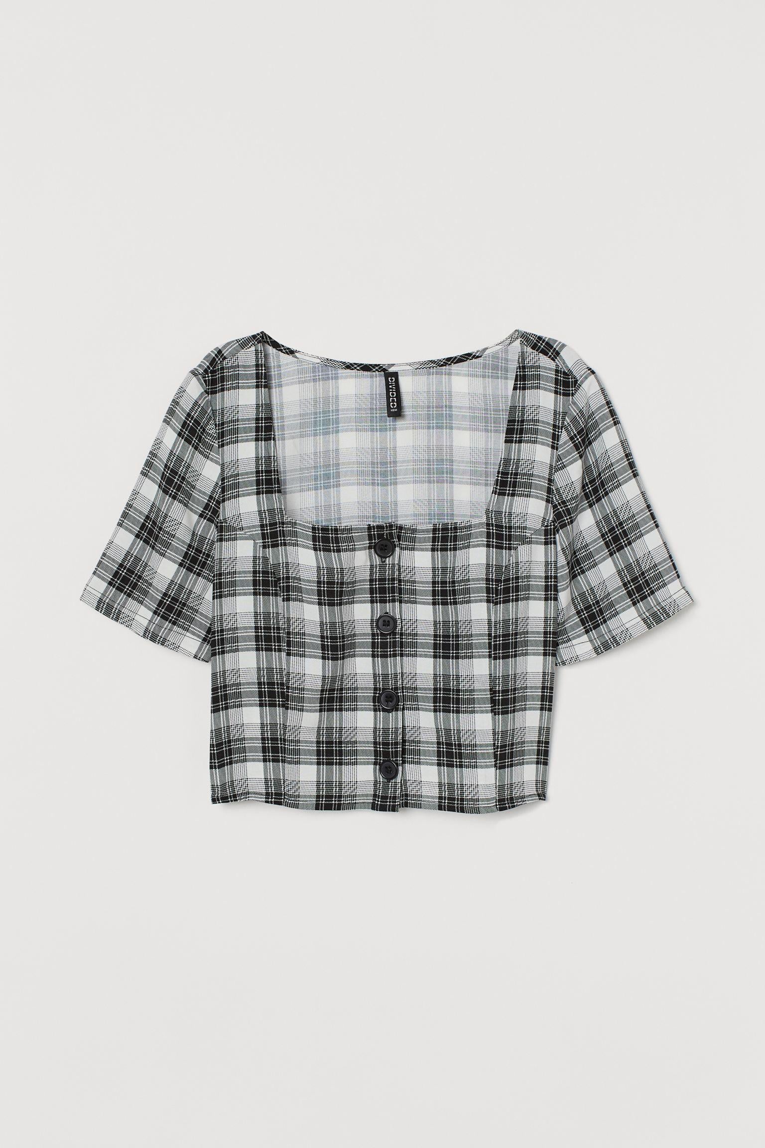 Блуза H&M р. 40 Чорно-білий Клітини (753258)