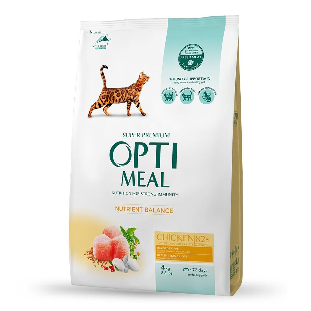 Сухий корм Optimeal для дорослих кішок зі смаком Курки 4 кг (4820083905575)