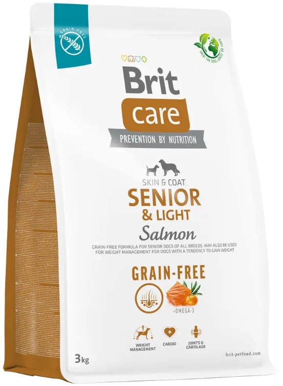 Корм беззерновий для старіючих собак Brit Care Dog Grain-free з лососем Senior&Light 3 кг - фото 1