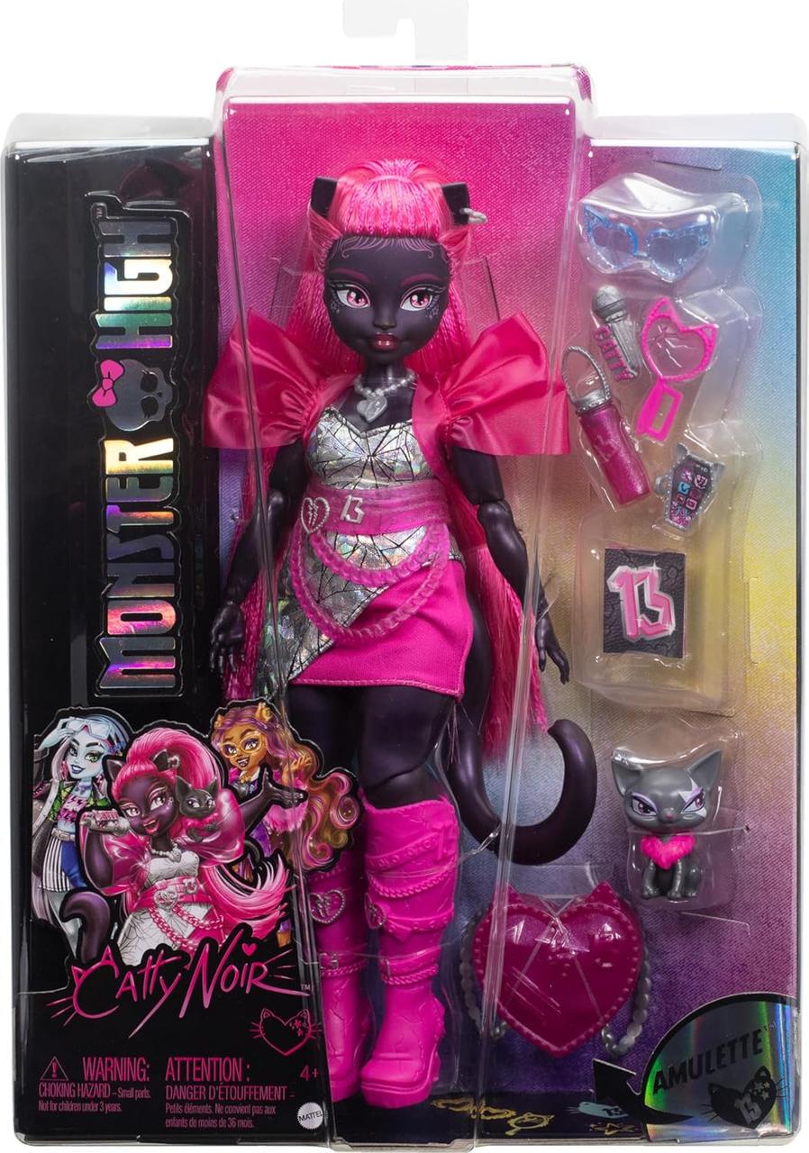 Кукла Monster High Mattel Catty Noir с аксессуарами и черным котом-сфинксом (HXH76)