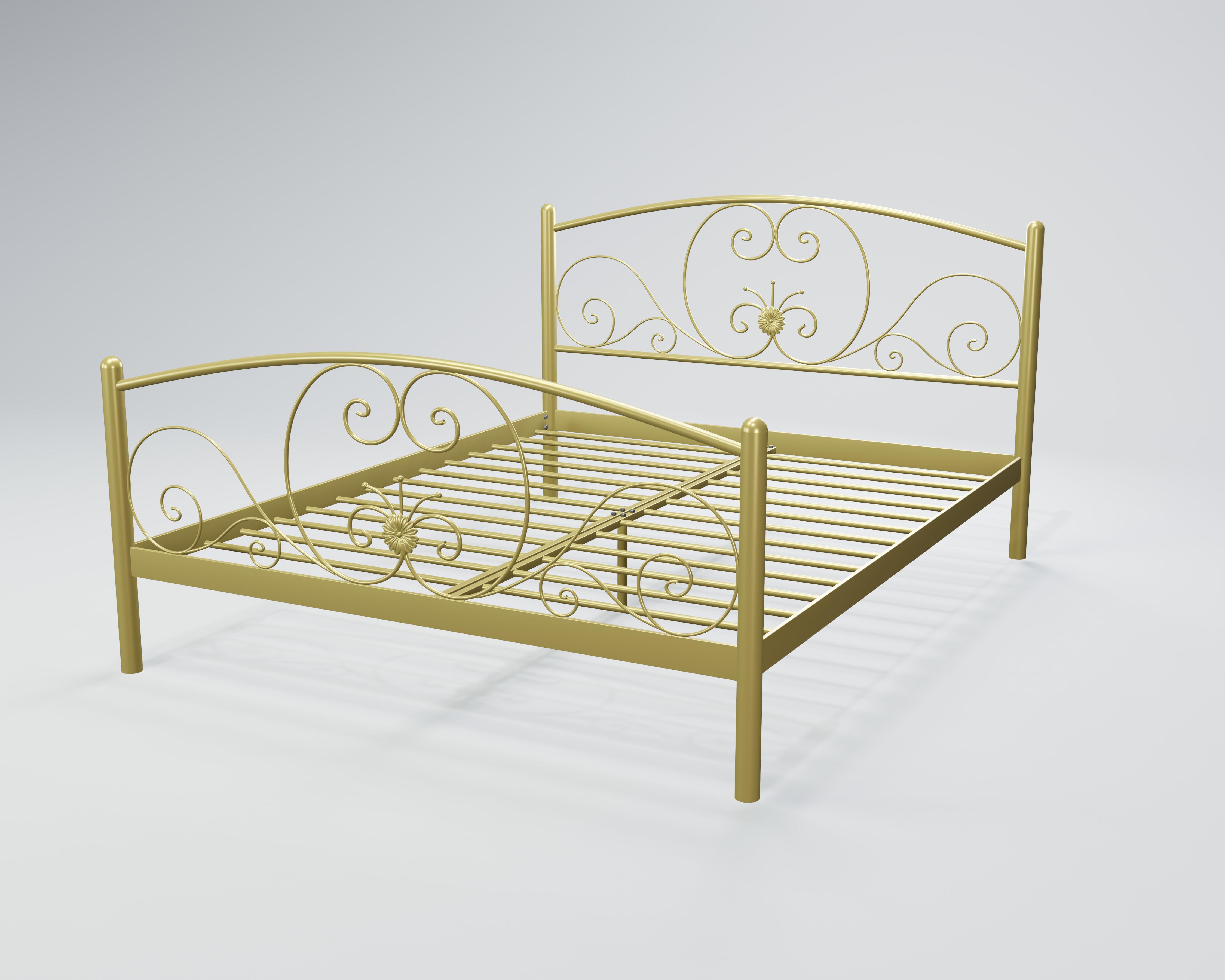 Кровать металлическая Нимфея 180x200 см Золотой