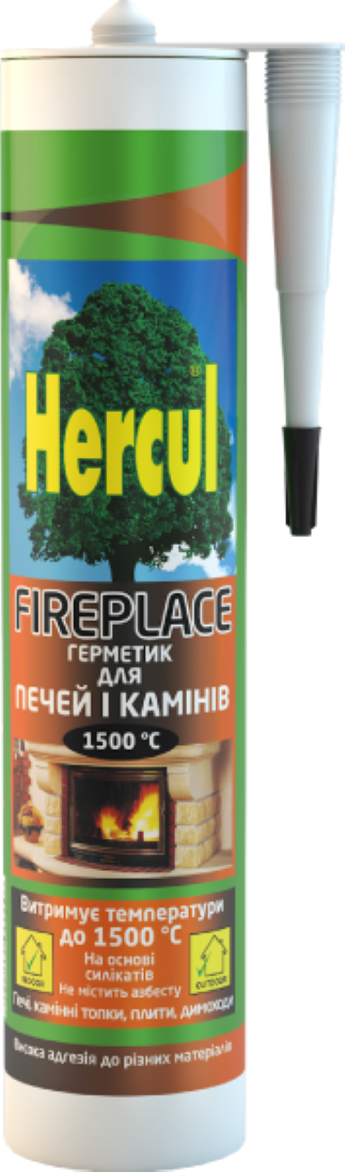 Герметик HERCUL FIREPLACE для печей та камінів 280 мл Темно-сірий (16125)