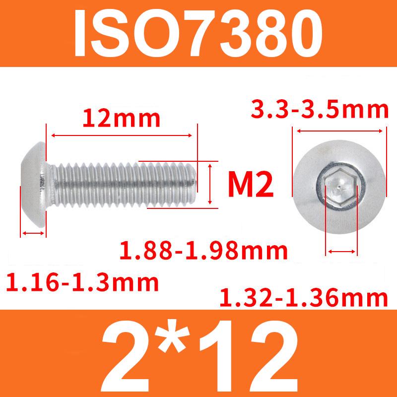 Винт ISO7380 M2x12 мм с полукруглой головкой и внутренним шестигранником из нержавеющей стали 304 - фото 2 Винт ISO7380 M2x12 мм с полукруглой головкой и внутренним шестигранником из нержавеющей стали 304 - фото 2