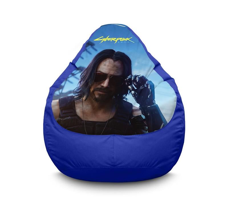 Кресло мешок iPuff Cyberpunk 2077 Johnny Silverhand Оксфорд XXL 90х125 см Синий