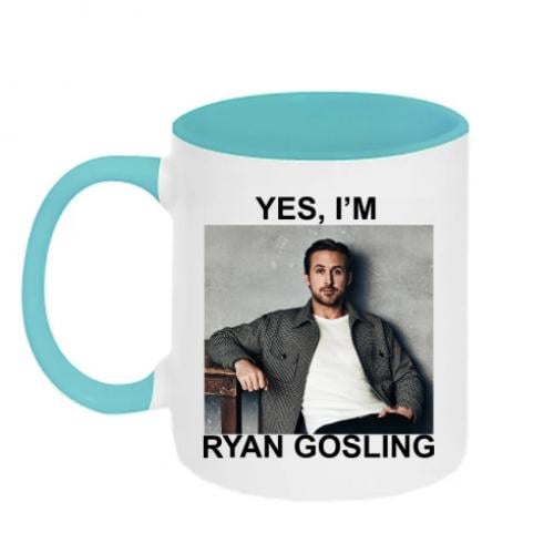 Чашка двухцветная "Yes, i'm Ryan Gosling" 320 мл Белый с бирюзовым (16061449-64-195420) - фото 1