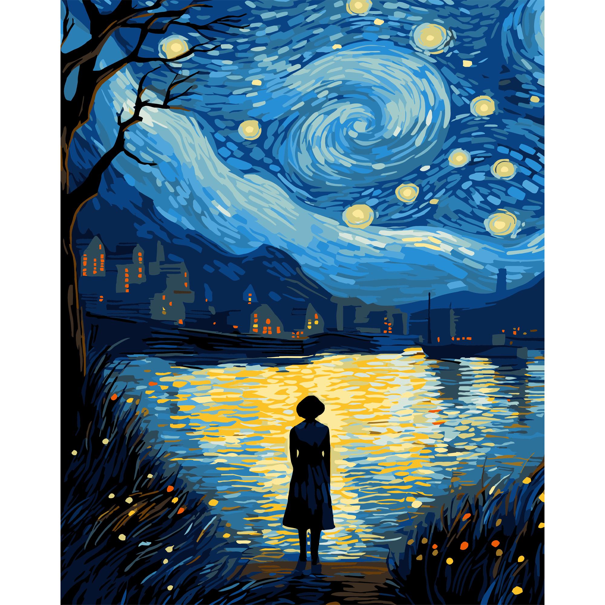 Картина по номерам Стратег Под звездным ветром на холсте 40х50 см Синий (150-98-AH1159)