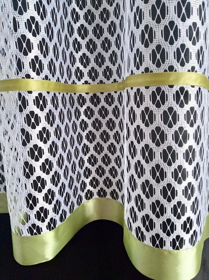 Гардина на кухню Лента сітка 290х165 см Білий із зеленим (лзс-02) - фото 2