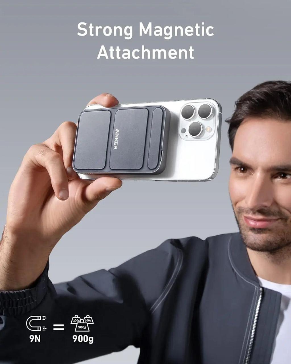 Повербанк магнітний Anker 622 MagGo 5000 mAh 12W з бездротовою зарядкою та підставкою Чорний (26389448) - фото 3 Повербанк магнітний Anker 622 MagGo 5000 mAh 12W з бездротовою зарядкою та підставкою Чорний (26389448) - фото 3