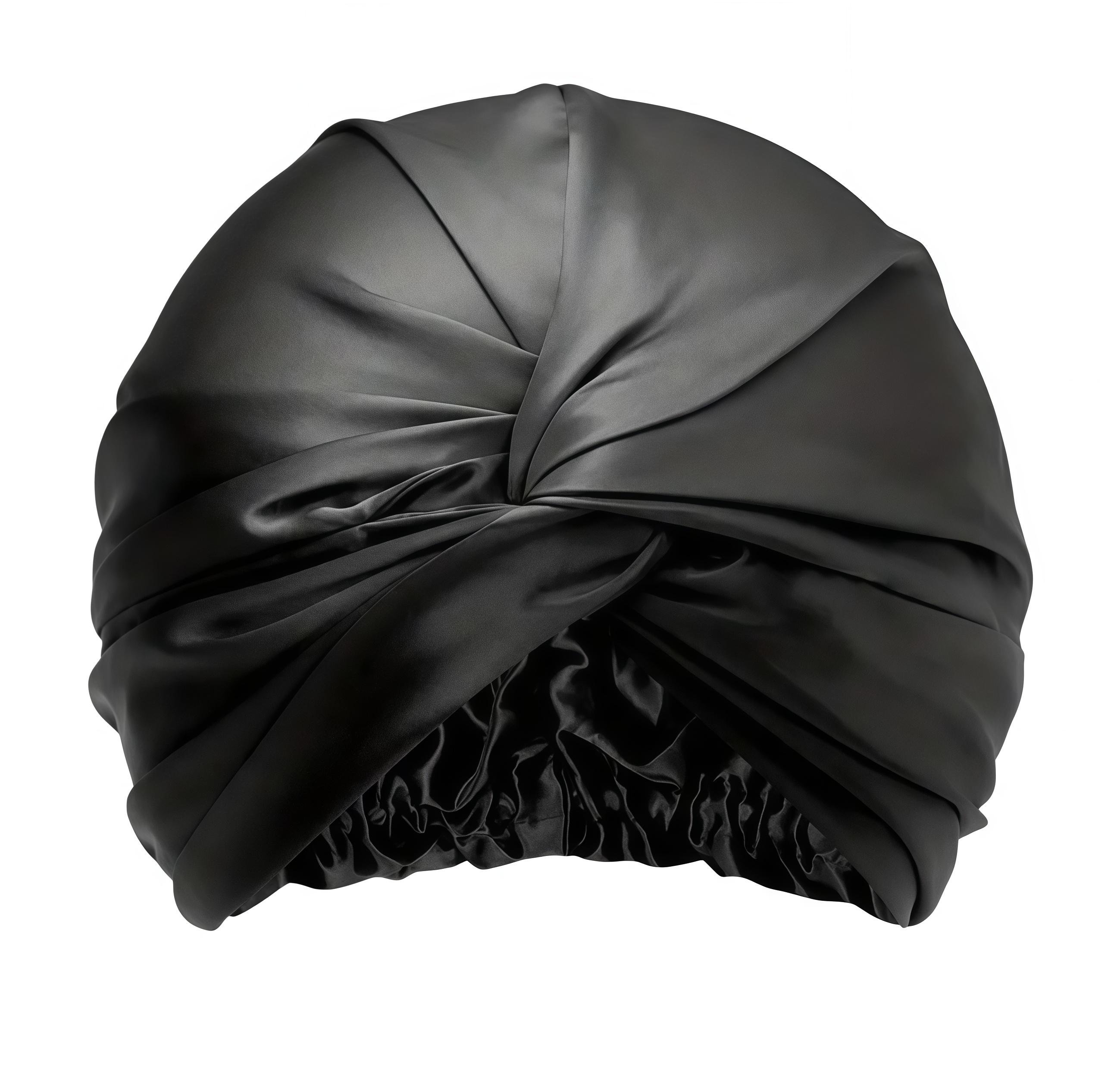 Бонет для волос двухслойный шелковый Черный