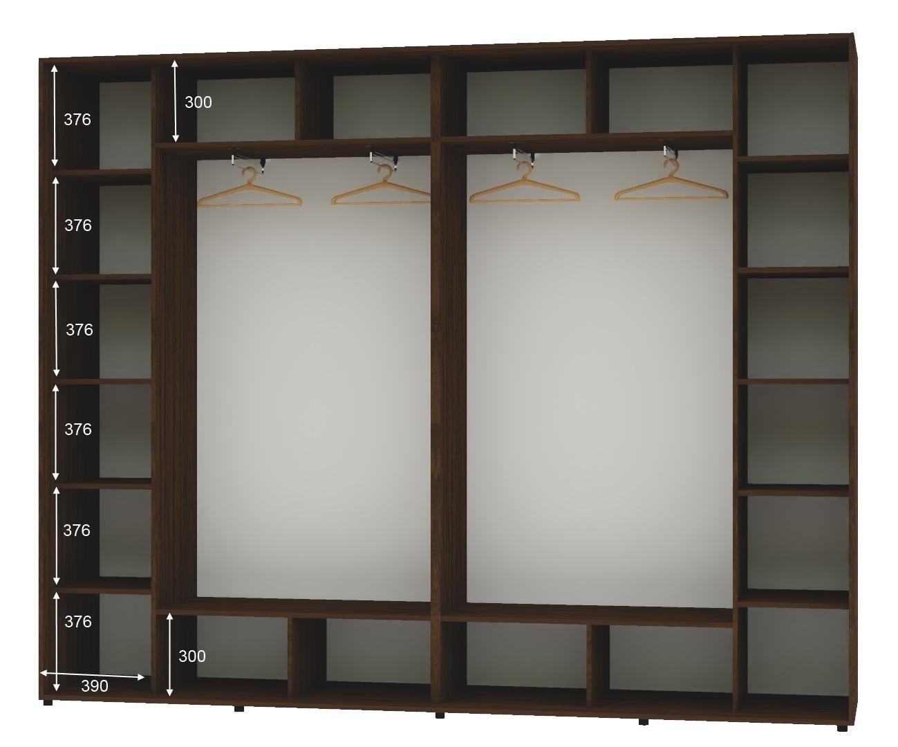 Шкаф-купе четырехдверный Алекса ДСП 320х45х230 см Орех селект каменный (55789) - фото 2 Шкаф-купе четырехдверный Алекса ДСП 320х45х230 см Орех селект каменный (55789) - фото 2