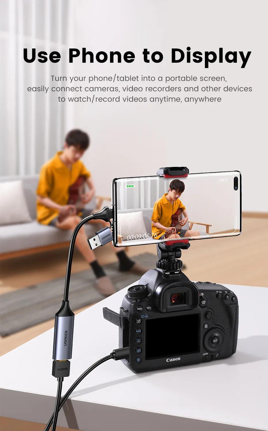 Карта видеозахвата UGREEN Type-C/USB-HDMI 4K режимы Черный (40189) - фото 3