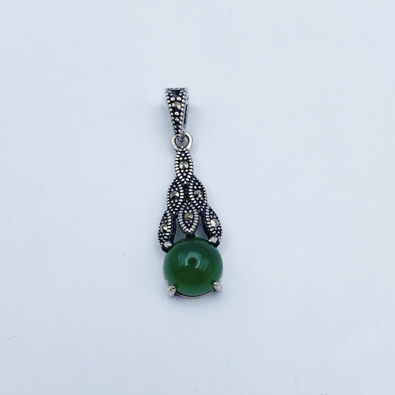 Серебряный кулон с хризопразом и марказитом 2,02 г (2247042570)