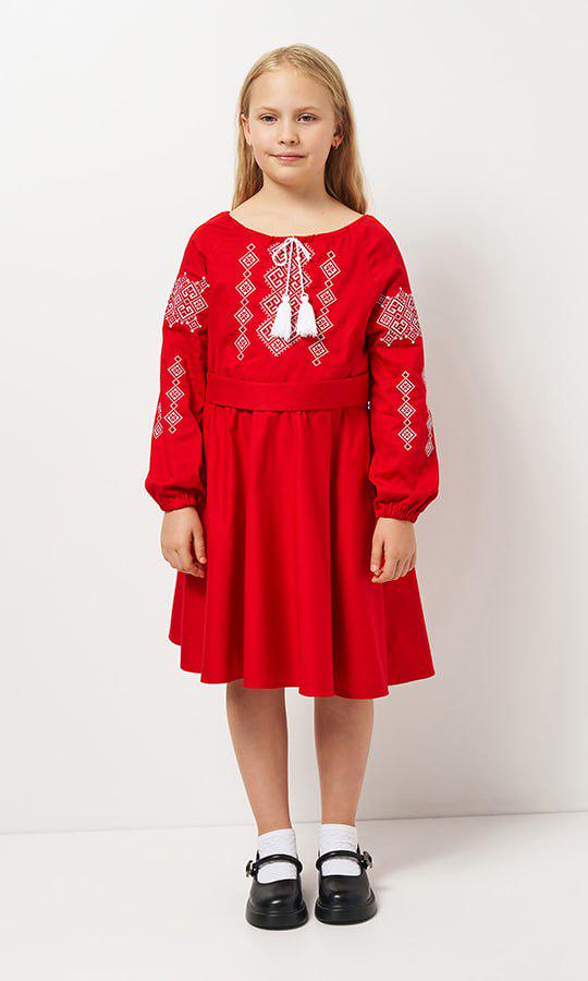 Сукня-вишиванка дитяча Вишиваночка р. 122 Червоний (8016-7) - фото 2