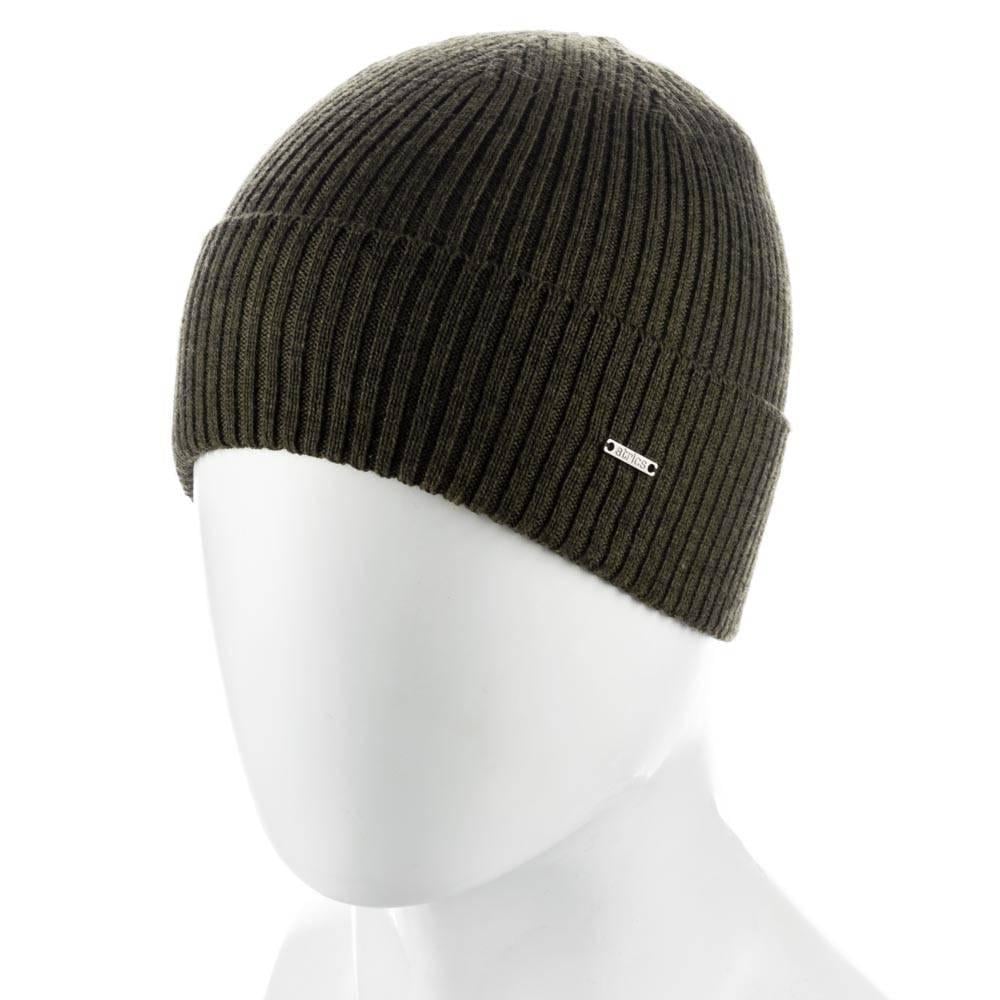 Шапка мужская Actrics MH04 из хлопка одинарная с отворотом Зеленый - фото 1