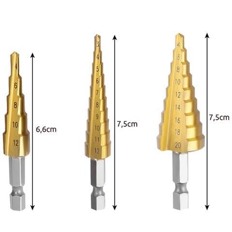 Набір свердел Bigstren ступінчастих крокових 3-12/4-12/4-20 мм 3 шт. (12063209) - фото 2 Набір свердел Bigstren ступінчастих крокових 3-12/4-12/4-20 мм 3 шт. (12063209) - фото 2