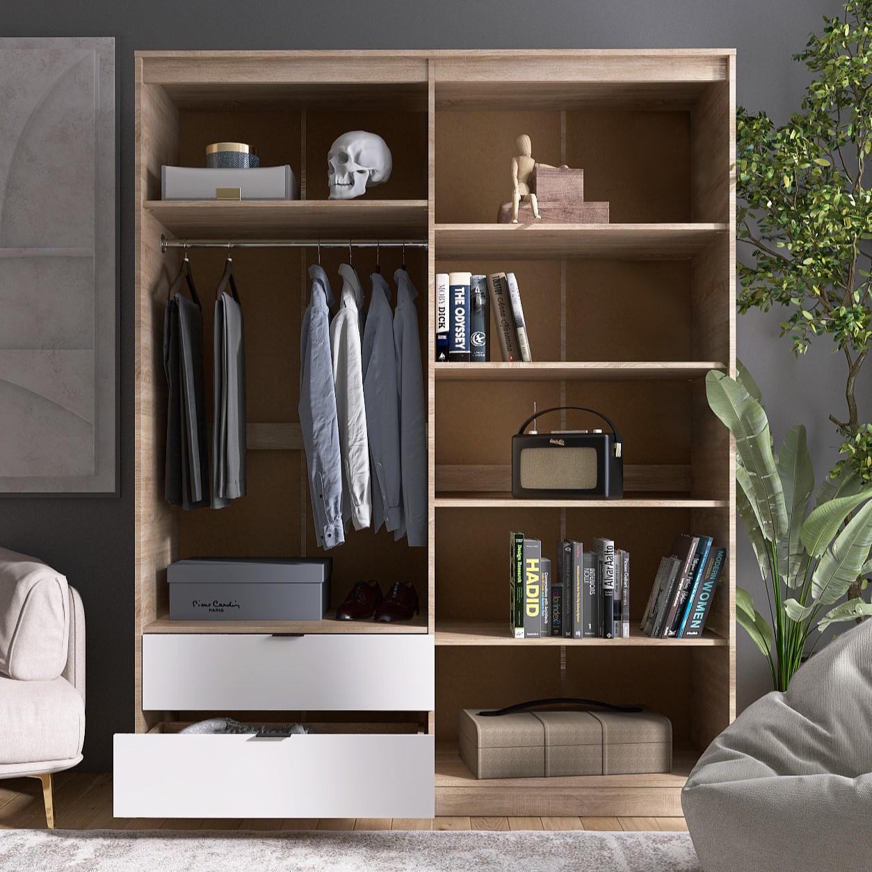 Шкаф Everest Сити 1600 1602х500х2046 мм Сонома/Белый (11433) - фото 4 Шкаф Everest Сити 1600 1602х500х2046 мм Сонома/Белый (11433) - фото 4