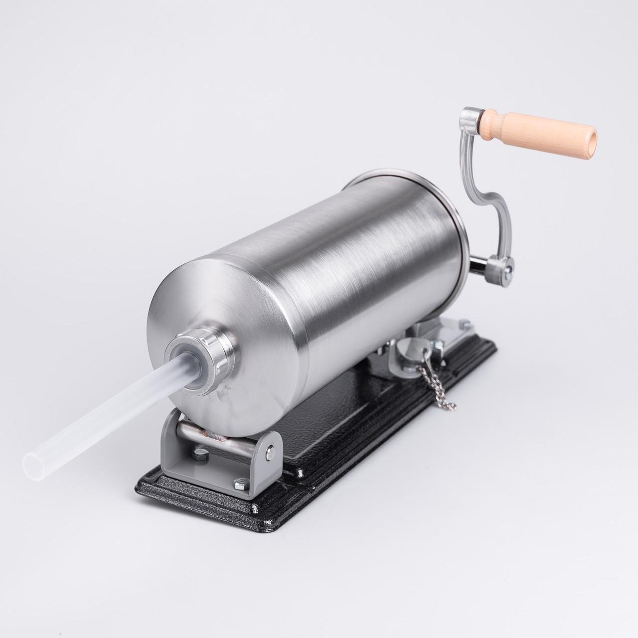 Шприц колбасный горизонтальный на 2 кг из нержавеющей стали 11,5 см. Стальной (16788-3)