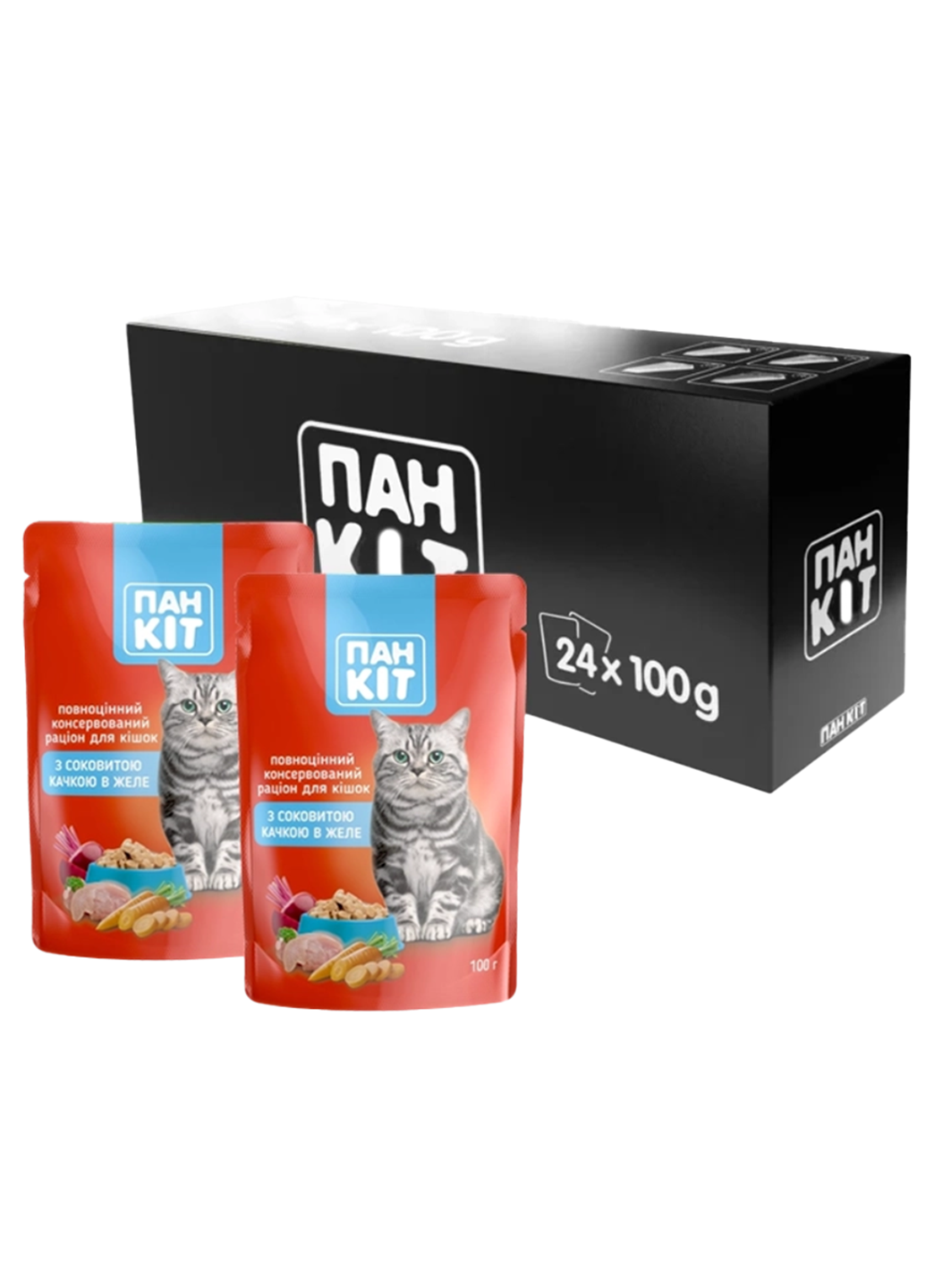 Корм для котів Пан Кот з соковитою качкою в желе 100 г 24 шт.