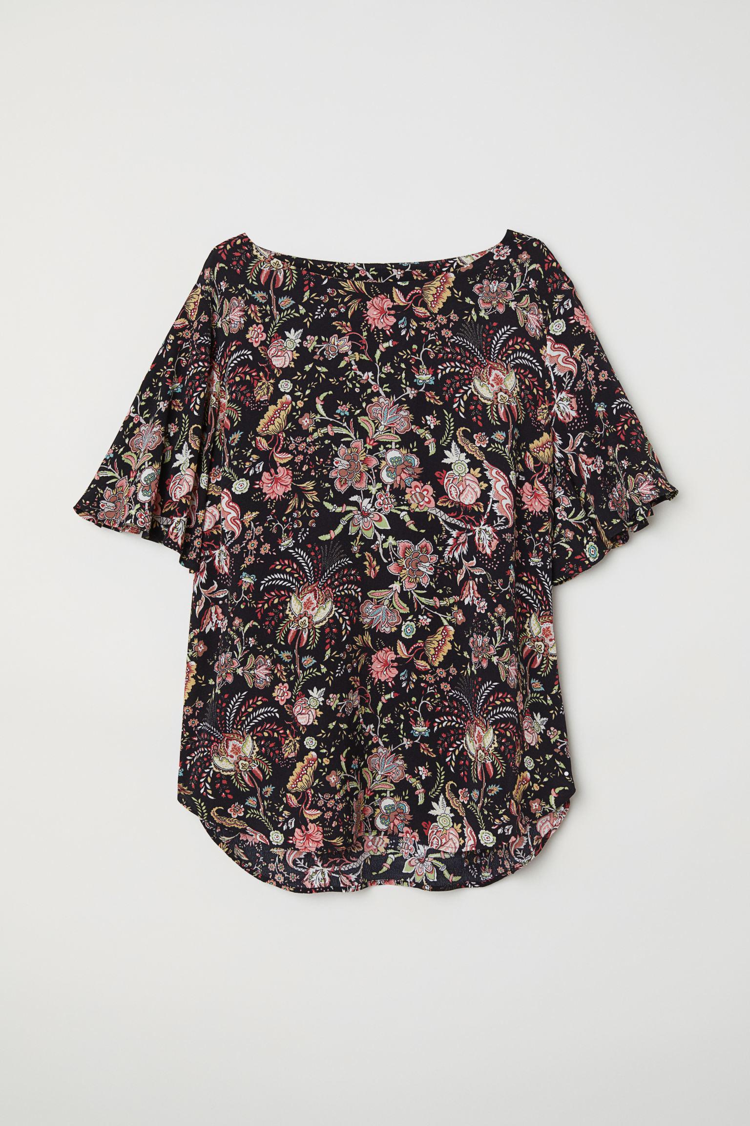 Блуза H&M Цветы р. 34 Черный (29126223147) Блуза H&M Цветы р. 34 Черный (29126223147)