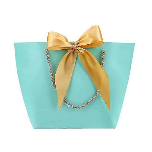 Пакет подарунковий паперовий Stenson R33173-L з ручками Chic bow 37х25х11 см Turquoise