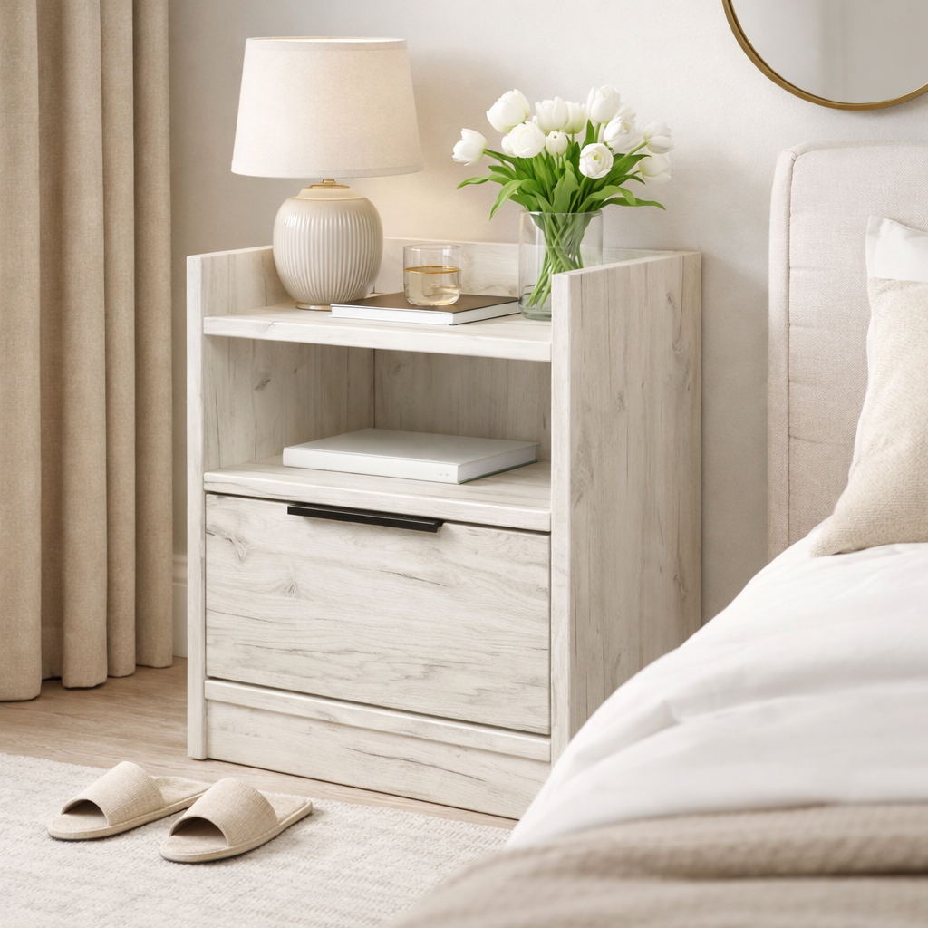 Тумба приліжкова ТП7 SENAM 450х380х350 мм ДСП Дуб Крафт Білий