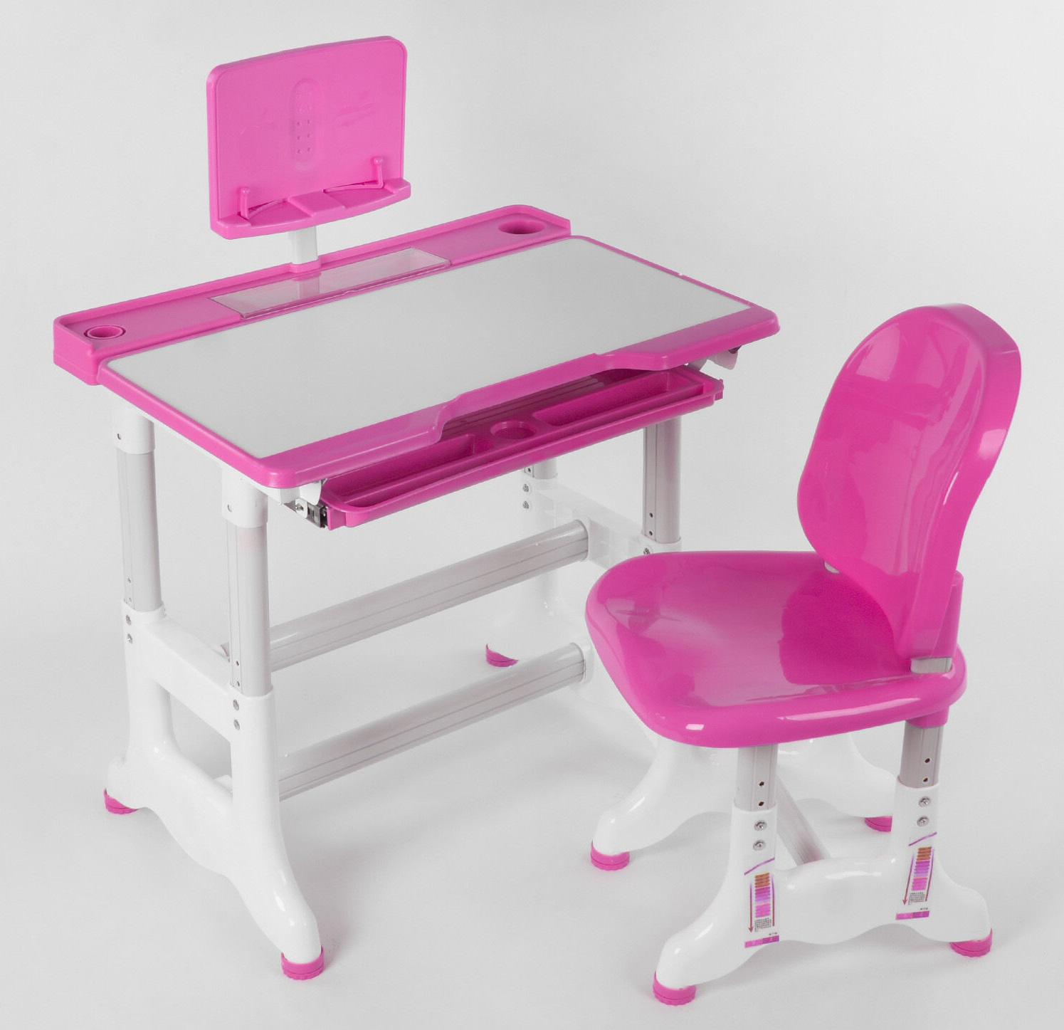 Парта со стульчиком регулируемая высота и угол наклона столешницы металл/пластик 71х49 см Pink (94156)