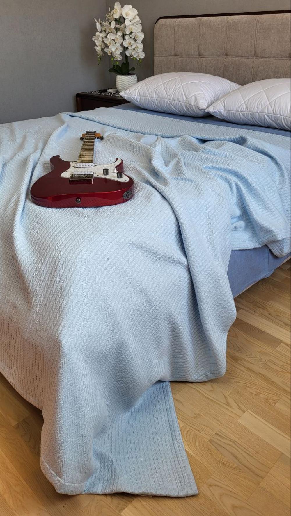 Покрывало Пике Косичка 180x220 см Небесный (11248) - фото 8 Покрывало Пике Косичка 180x220 см Небесный (11248) - фото 8